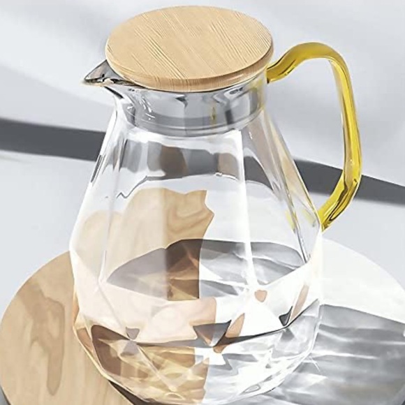 DUJUST Black Smoked Diamond Glass Water Tea Pitcher carafe with Lid 68 oz - Picture 8 of 16